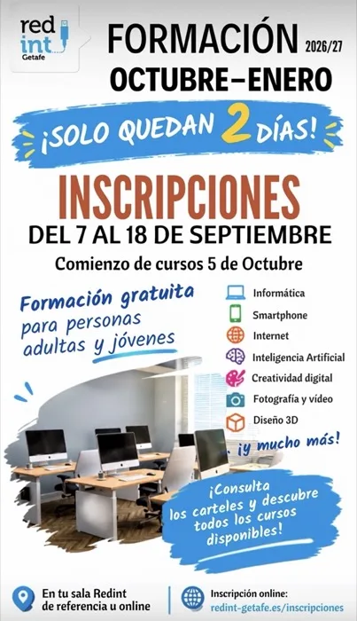 Cartel de formación Red Internet Getafe, octubre-enero 2026/27